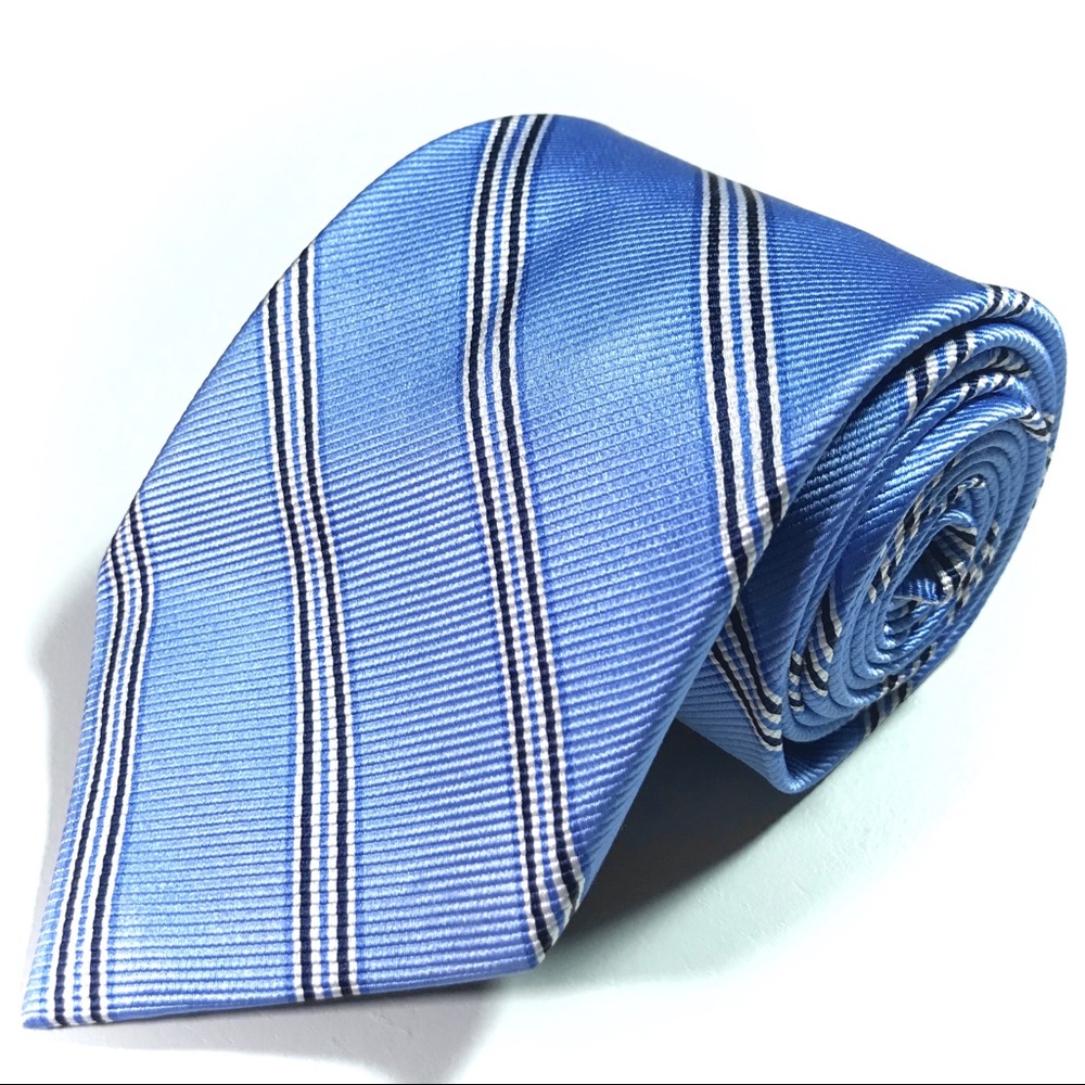 JOS A BANKS baby blue silk striped tie